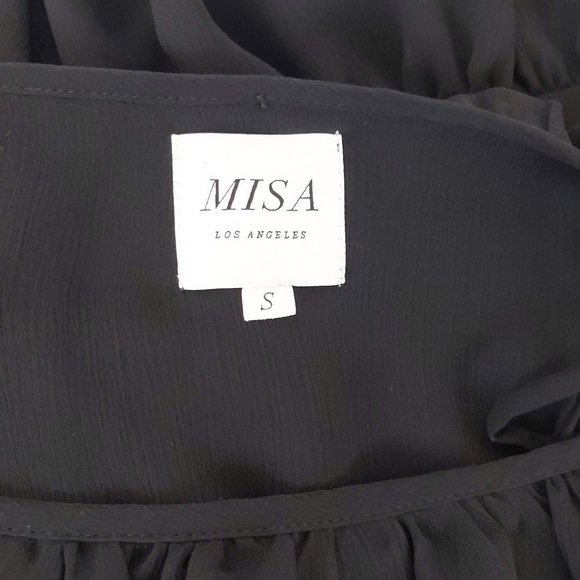 MISA Los Angeles  Black Chiffon Ruffle Off the Shoulder Mini Dress - Picture 5 of 12